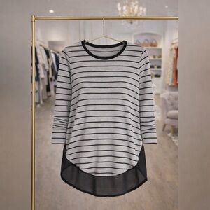 TWO BY VINCE WOVEN BACK STRIPE HI-LO TOP